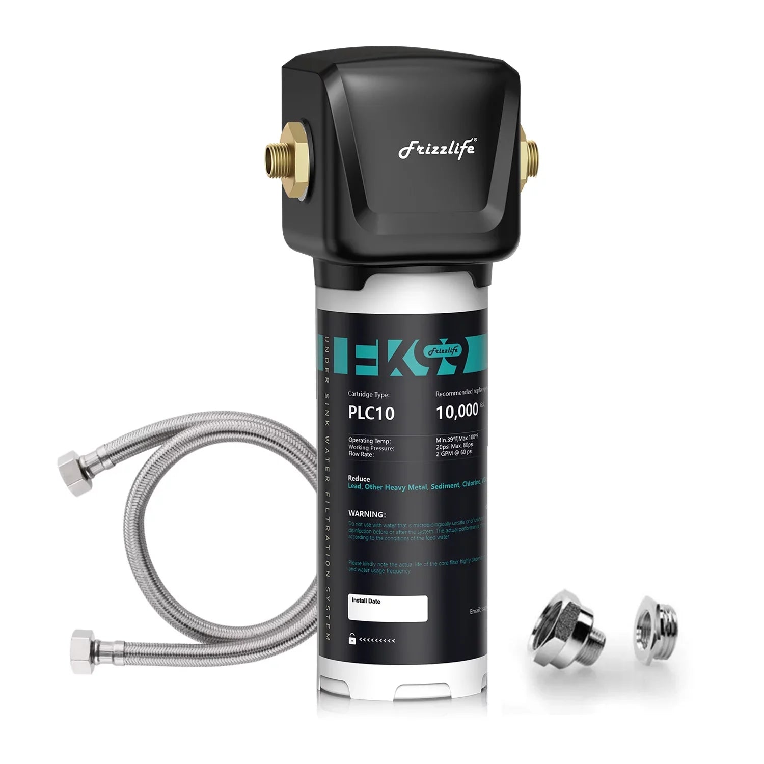 Frizzlife FK99 Under Sizeink Water Filter Sizeystem, 0.5 Micron, Remove 99.99% Lead, Chlorine, Bad Taste&Odor,High Capacity