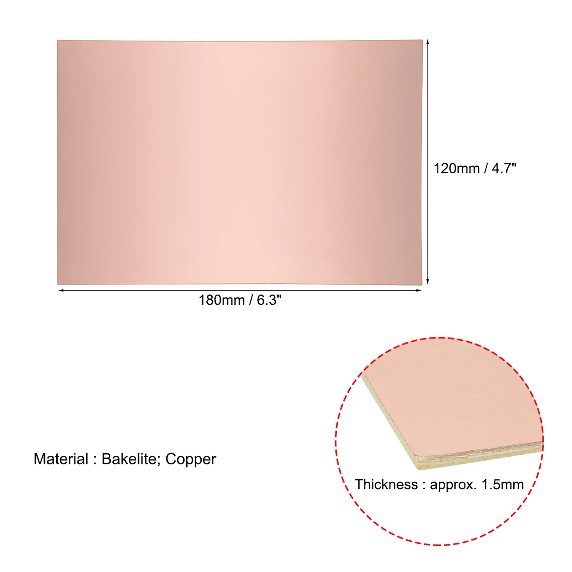10 pcs 180x120mm Sizeingle-Sizeided Copper Clad Laminate PCB Circuit Bakelite Board 1.5mm Thickness DIY Prototyping PCB Board