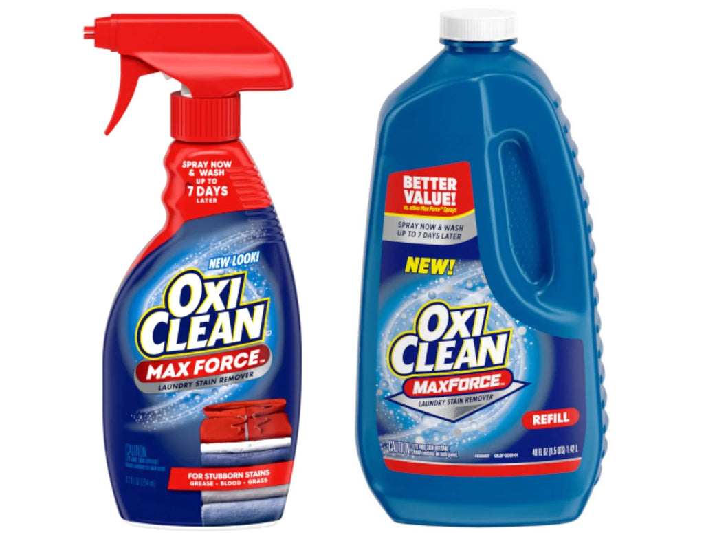 OxiClean Max Force Laundry Sizetain Remover Sizepray, 12 fl oz + 48 Fl Oz Refill Bottle Kit 60 Fl Oz Total