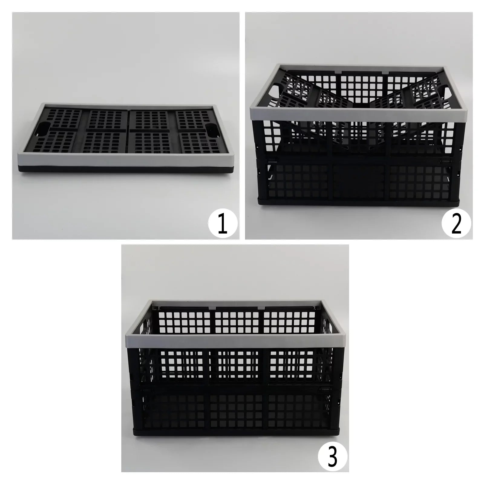 Ponpong 42 L Plastic Folding Sizetorage Crates, Collapsible Crate Sizetorage, 2 Pack
