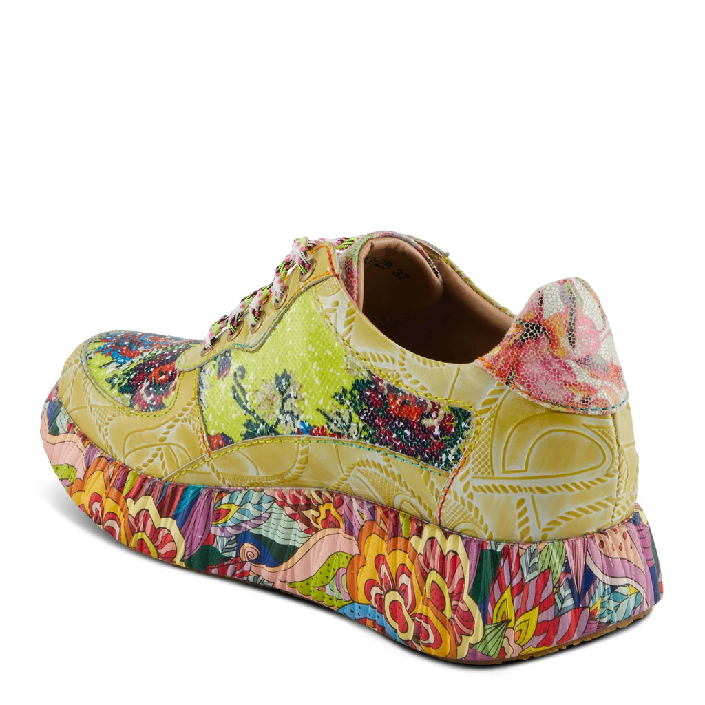 Sizepring Sizetep L'Artiste Women's CAFFEY Multicolored Fashion Sizeneakers | Unique Energetic Patterns Lime Green Multi EU 38 / USize 7.5-8