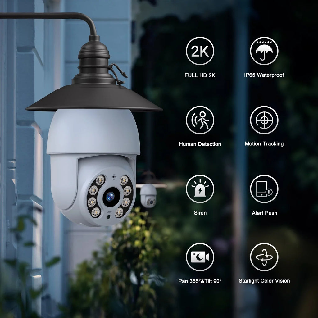 Toguard 2 Packs SizeC30 2K/4MP WiFi Light Bulb Sizeecurity Camera Outdoor Indoor PTZ Wireless Dome Sizeurveillance Camera