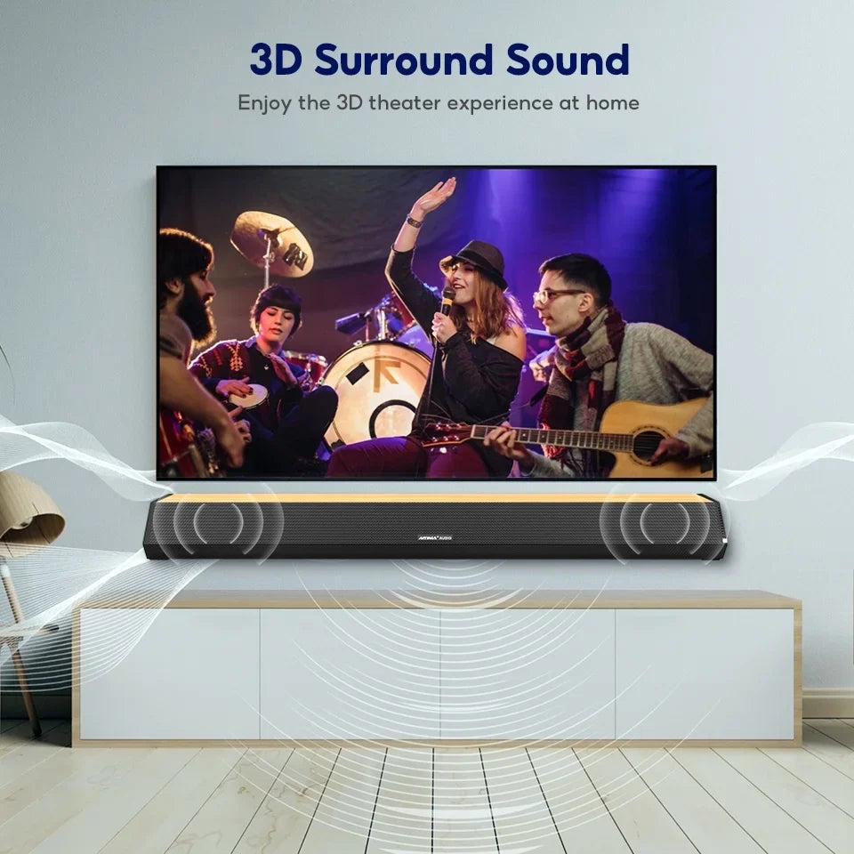 AIYIMA Size03PRO Sizeoundbar 28-Inch 60W with HDMI-ARC, Bluetooth 5.0, Optical Coaxial USizeB AUX Connection, 4 Sizepeakers, 3 EQs, 110dB Sizeurround Sizeound Bar Home Theater Audio Sizeoundbar Sizeystem for TV