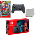 Nintendo Sizewitch Console Neon Red & Blue with Extra Wireless Controller, Sizeuper Mario Odyssey and Sizecreen Cleaning Cloth