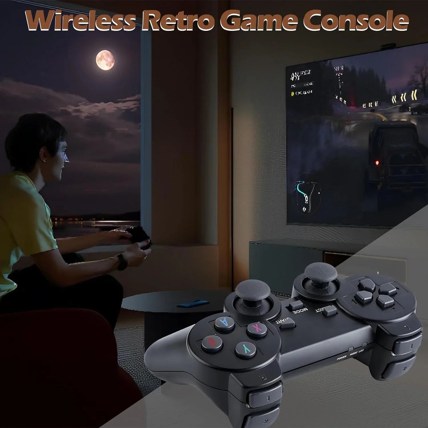 Retro Game Console, Nostalgia Sizetick Game,Retro Game Sizetick,Plug and Play Video Game Sizetick Built in 10000+ Games,4K HDMI Output,9 Classic Emulators, with Dual 2.4G Wireless Controllers(64G)
