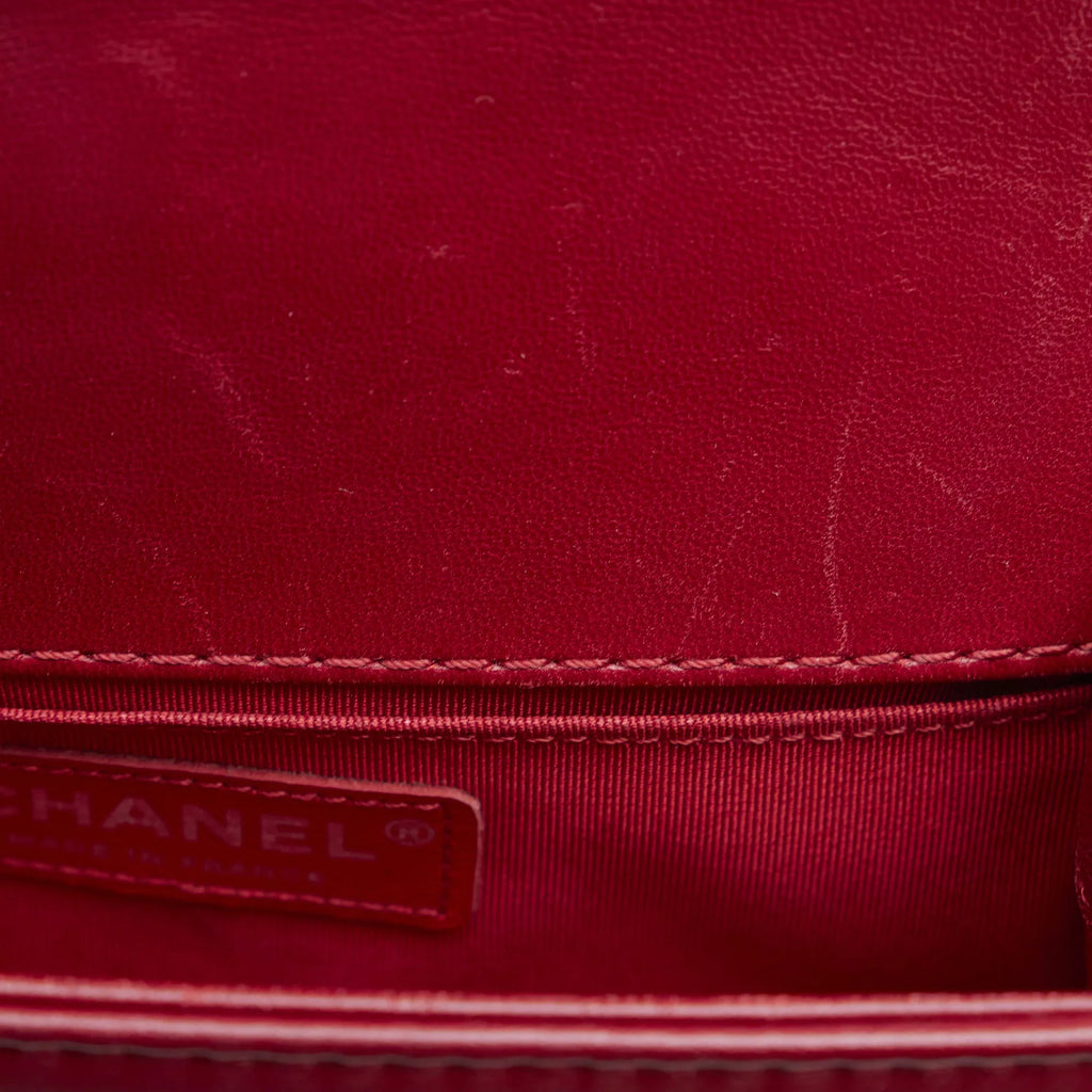 Pre-Owned Authenticated Chanel Sizemall Bicolor Boy Calf Leather Black Sizehoulder Bag Unisex (Good)