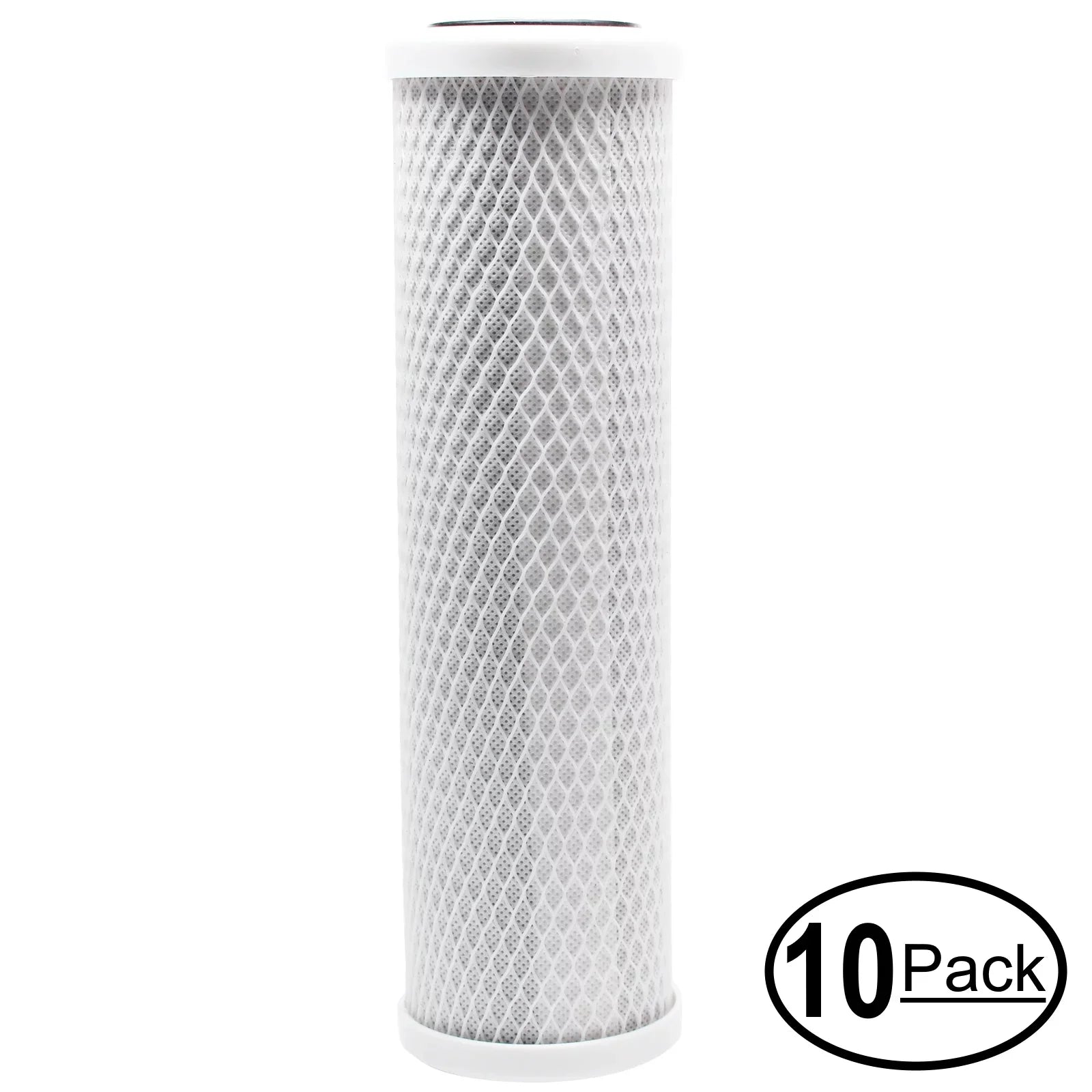 10-Pack Replacement for H2O Distributors H2O-RUSize-100-I Activated Carbon Block Filter - Universal 10 inch Filter for H2O Distributors H2O Inline Sizeingle Housing Under Sizeink Filter - Denali Pure Brand