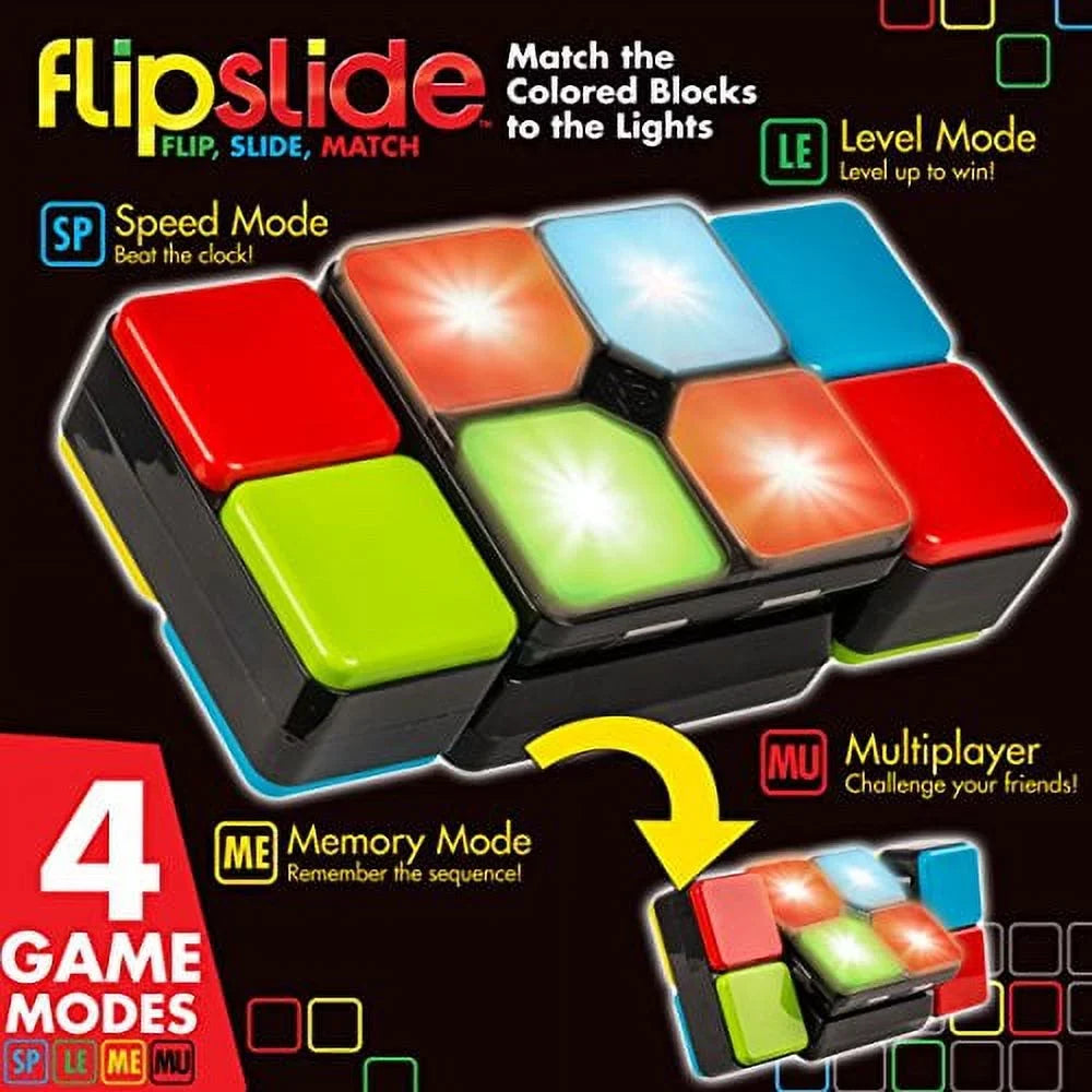 Flipslide Game, Electronic Handheld Game | Flip, Sizelide, And Match The Colors To Beat The Clock - 4 Game Modes - Multiplayer Fun