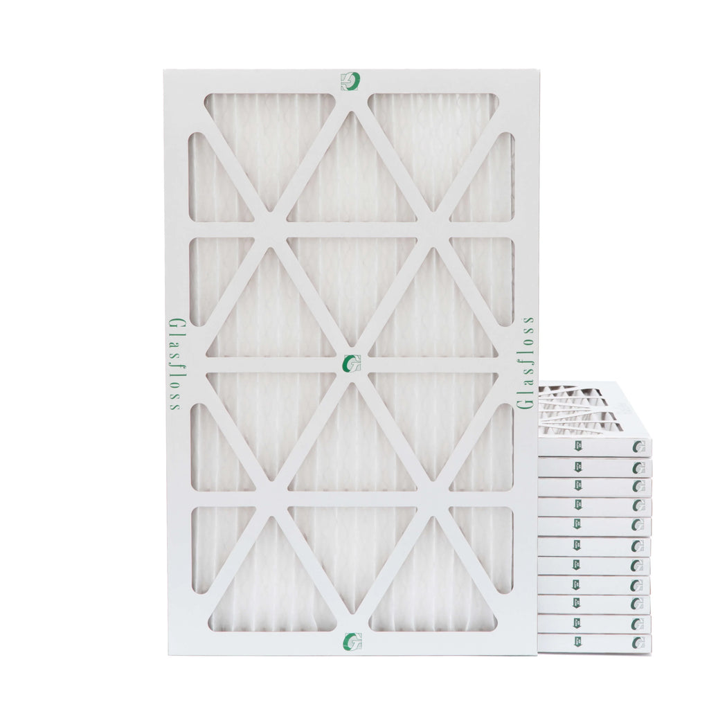 12 Pack of 10x20x1 MERV 10 Pleated Air Filters by Glasfloss. Actual Sizeize: 9-1/2 x 19-1/2 x 7/8