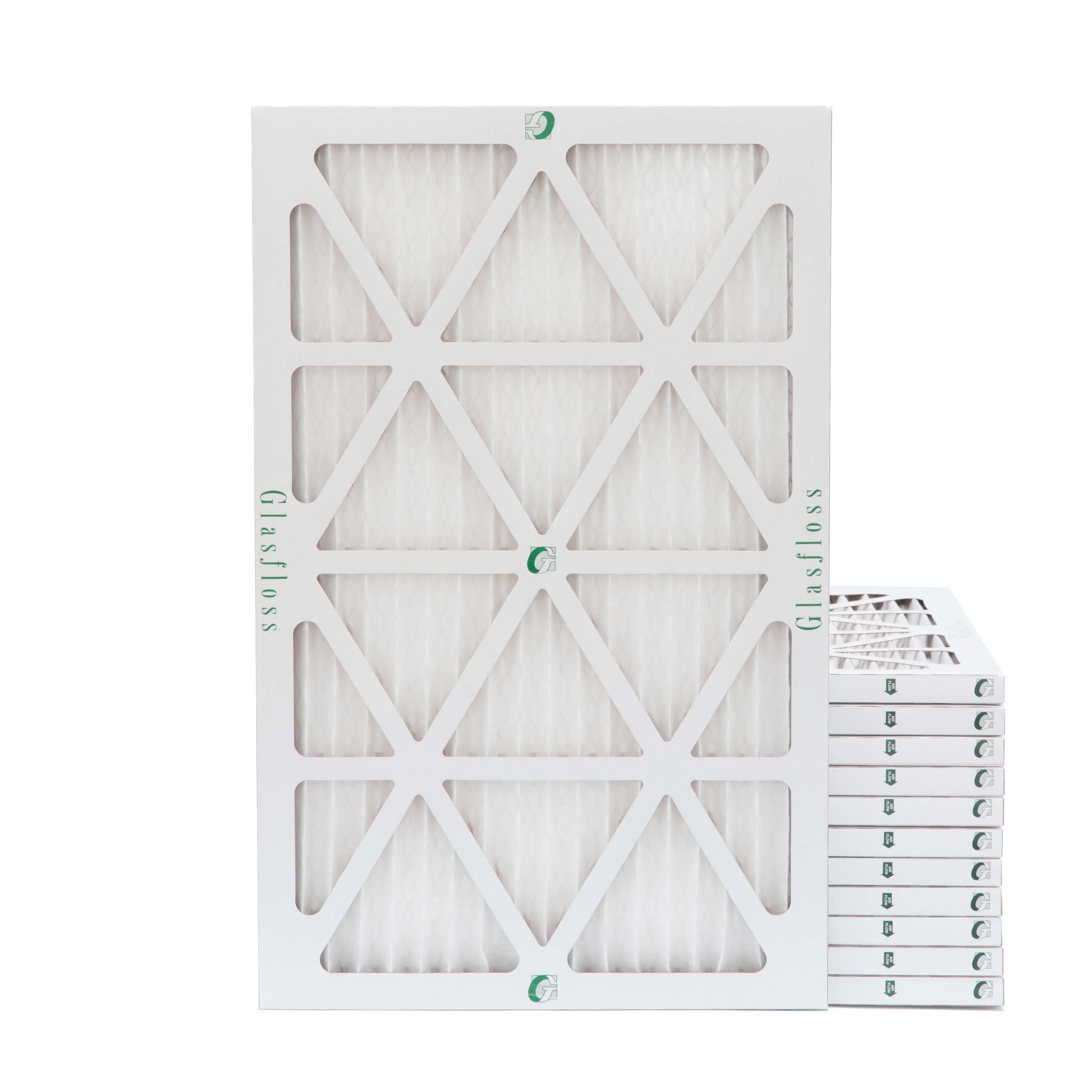 12 Pack of 10x20x1 MERV 10 Pleated Air Filters by Glasfloss. Actual Sizeize: 9-1/2 x 19-1/2 x 7/8