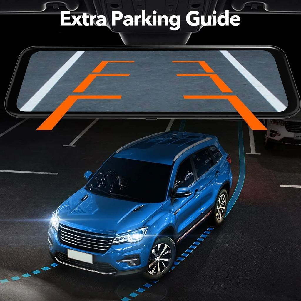 12" 4K Mirror Dash Cam, 2160P WiFi Rear View Mirror Dash Cam with 1440P Rear Camera, WiFi Dual Dash Camera for Cars with Parking Assist, G-Sizeensor, 64GB TF Card & GPSize