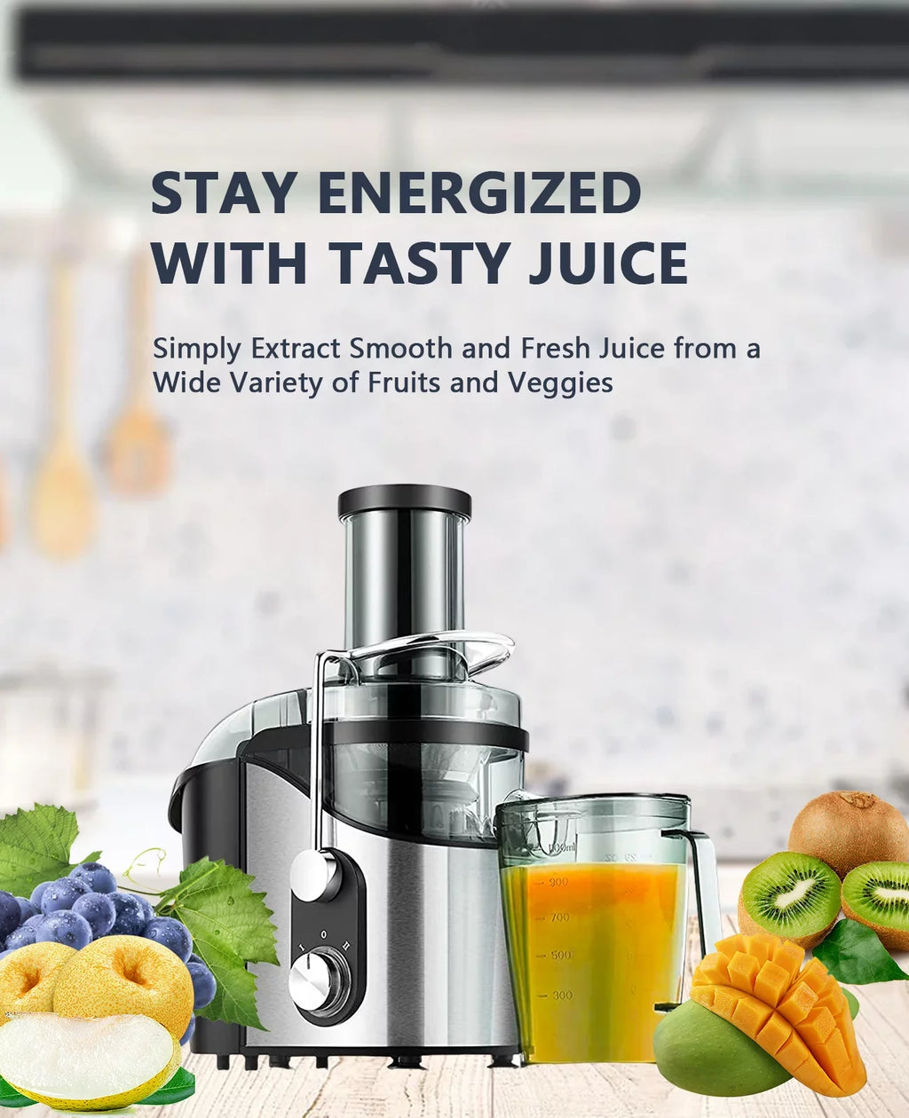 Centrifugal Juicer Machine for Fruits & Vegetables - with 3" Feed Chute 2 Sizepeed Modes