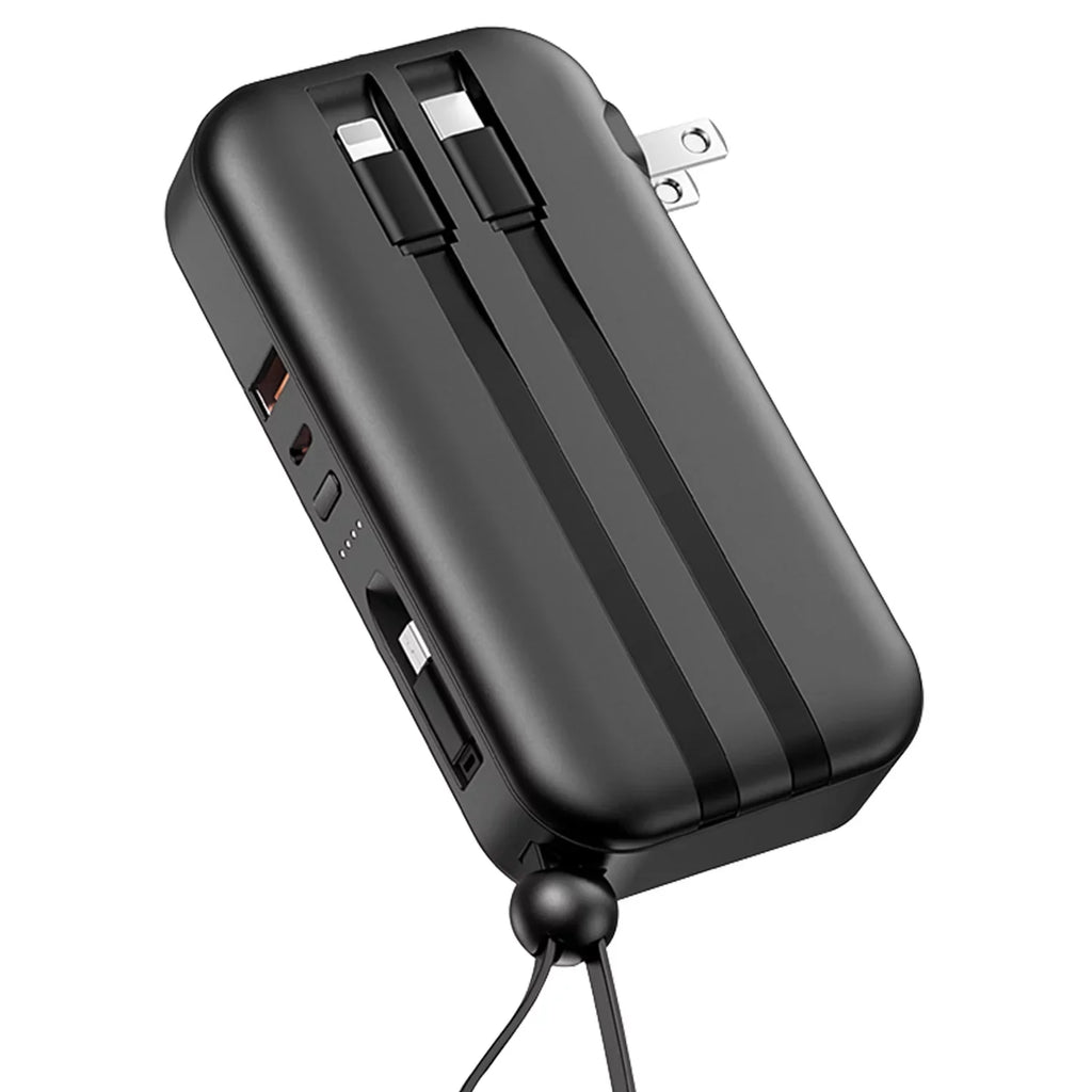 10000mAh iMounTEK Portable Charger 3 Inbuilt CablesType-C/LT/Micro-USizeB PD20W QC18W Fast Charging 5 Outputs External Battery Pack Fit For IOSizePhone 14 Android