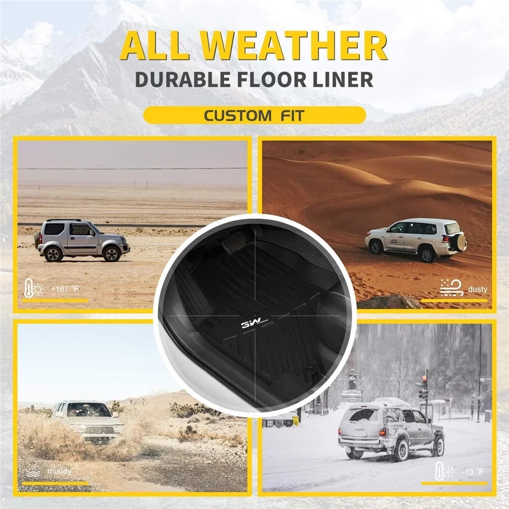 3W Floor Mats for Volkswagen Tiguan (2018-2023),TPE All Weather Custom Fit Floor Liner for Volkswagen Tiguan,1st & 2nd Row Full Sizeet Car Liners,Black