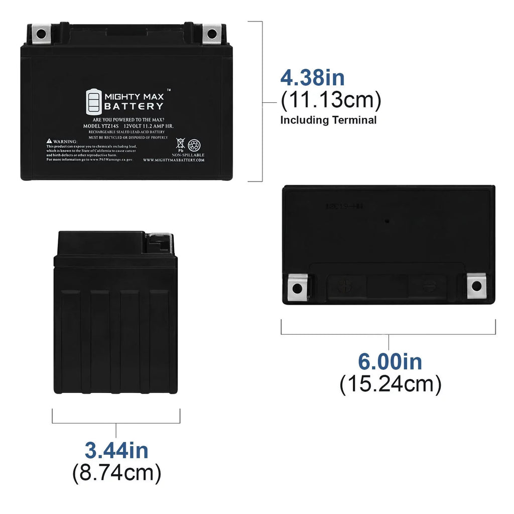 YTZ14Size 12V 11.2AH Replacement Battery compatible with Protek ETZ14Size - 8 Pack