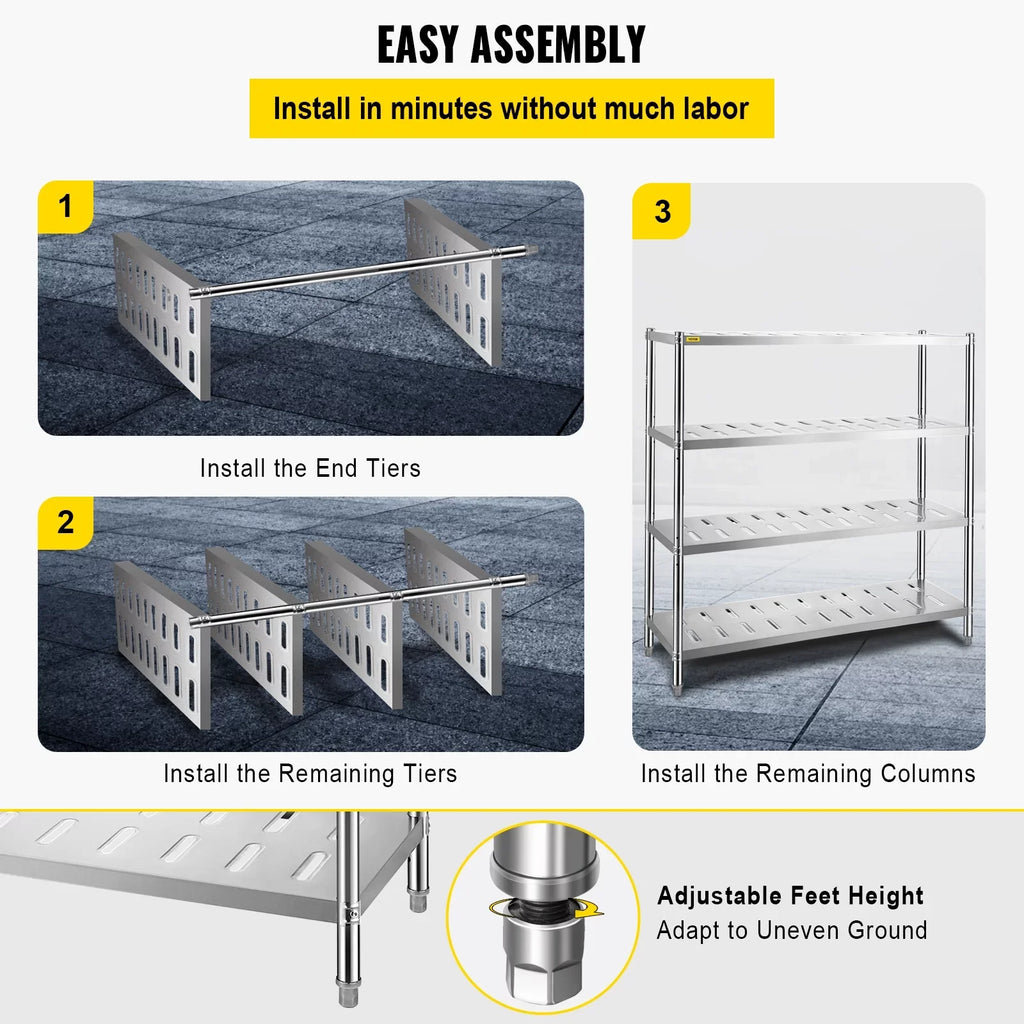 BENTISizeM Garage Sizehelf Heavy Duty Sizehelving 4-Tier 59.1x17.7x61in Sizetainless Sizeteel