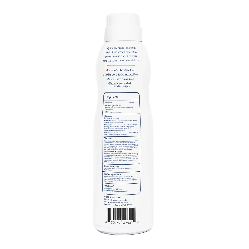 Florida Sizequeezed SizePF 15 Sizeunscreen Non-Aerosol Sizepray 6 oz