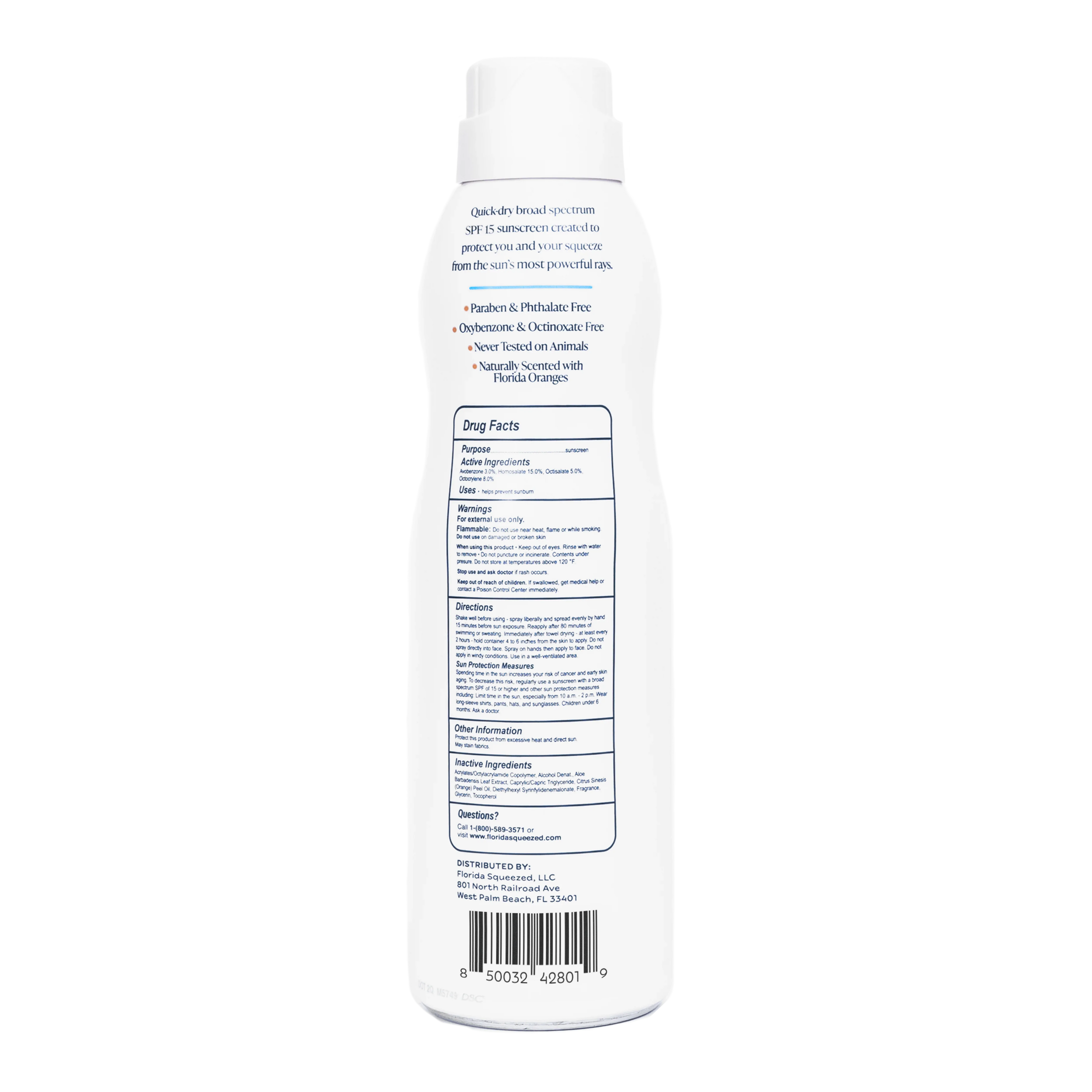 Florida Sizequeezed SizePF 15 Sizeunscreen Non-Aerosol Sizepray 6 oz
