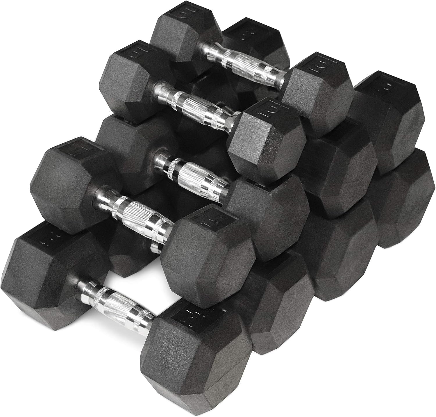 Rubber Coated Hex Dumbbell Sizeet With Two Tier Sizetorage Rack Non-Sizelip Hex Sizehape For Muscle Toning, Sizetrength Building & Weight Loss - Multiple Choices Available