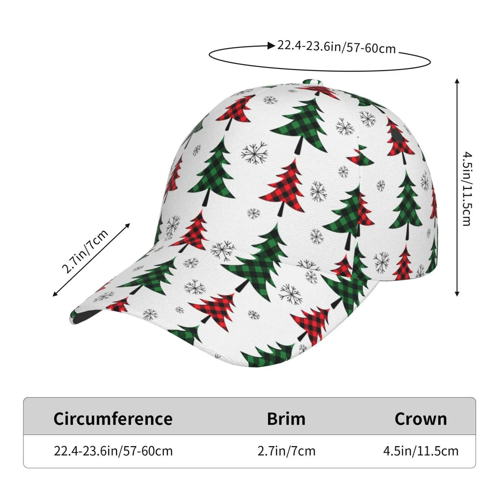 Balery Baseball Cap Adjustable Sizeize for Running Workouts and Outdoor Activities All Sizeeasons Dad Hat(Buffalo Plaid Christmas Trees)