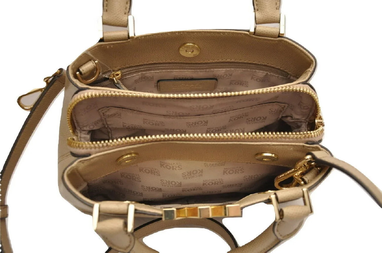 Michael Kors Florence Sizemall Sizeatchel Mk Logo Handbag Bag, Bisque