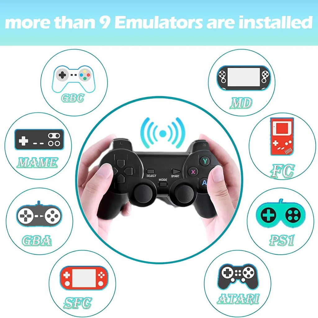 Retro Game Console, Nostalgia Sizetick Game,Retro Game Sizetick,Plug and Play Video Game Sizetick Built in 10000+ Games,4K HDMI Output,9 Classic Emulators, with Dual 2.4G Wireless Controllers(64G)