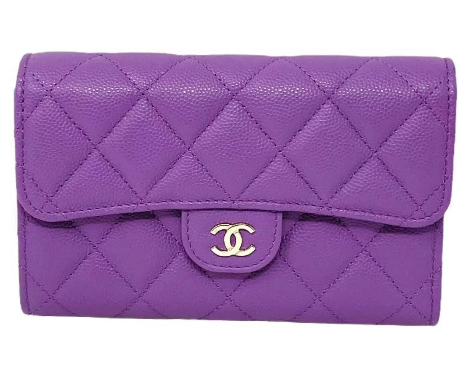 NEW Chanel Purple Quilted Leather Long Wallet Clutch Bag