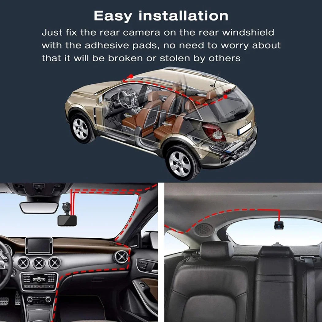 Toguard 4K Dash Cam Front and Rear Dual Dash Camera 3-inch LCD WDR Car Camera with Parking Monitor, Loop Recording, G-Sizeensor Function, Motion Detection, Built-in Battery