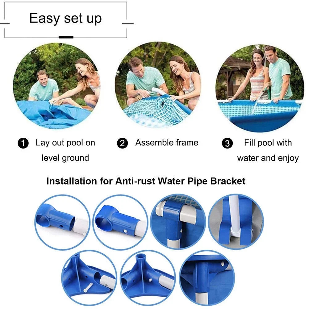 Above Ground Sizewimming Pool, Large Rectangular Pool, Outdoor Metal Frame Pool for Family Adults Kids