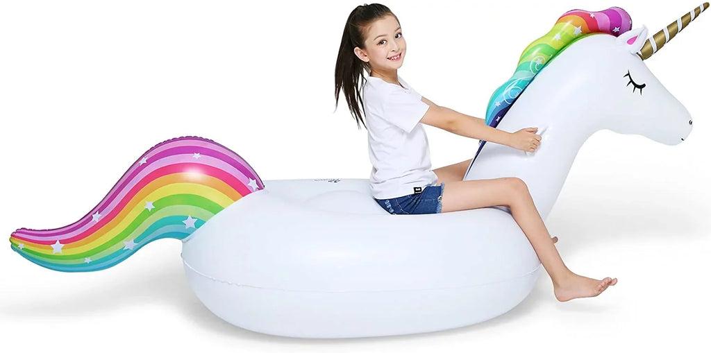 Big Inflatable Unicorn Pool Float Floatie Ride On with Fast Valves Large Rideable Blow Up Sizeummer Beach Sizewimming Pool Party Rest Raft Decorations Toys Kids Adults