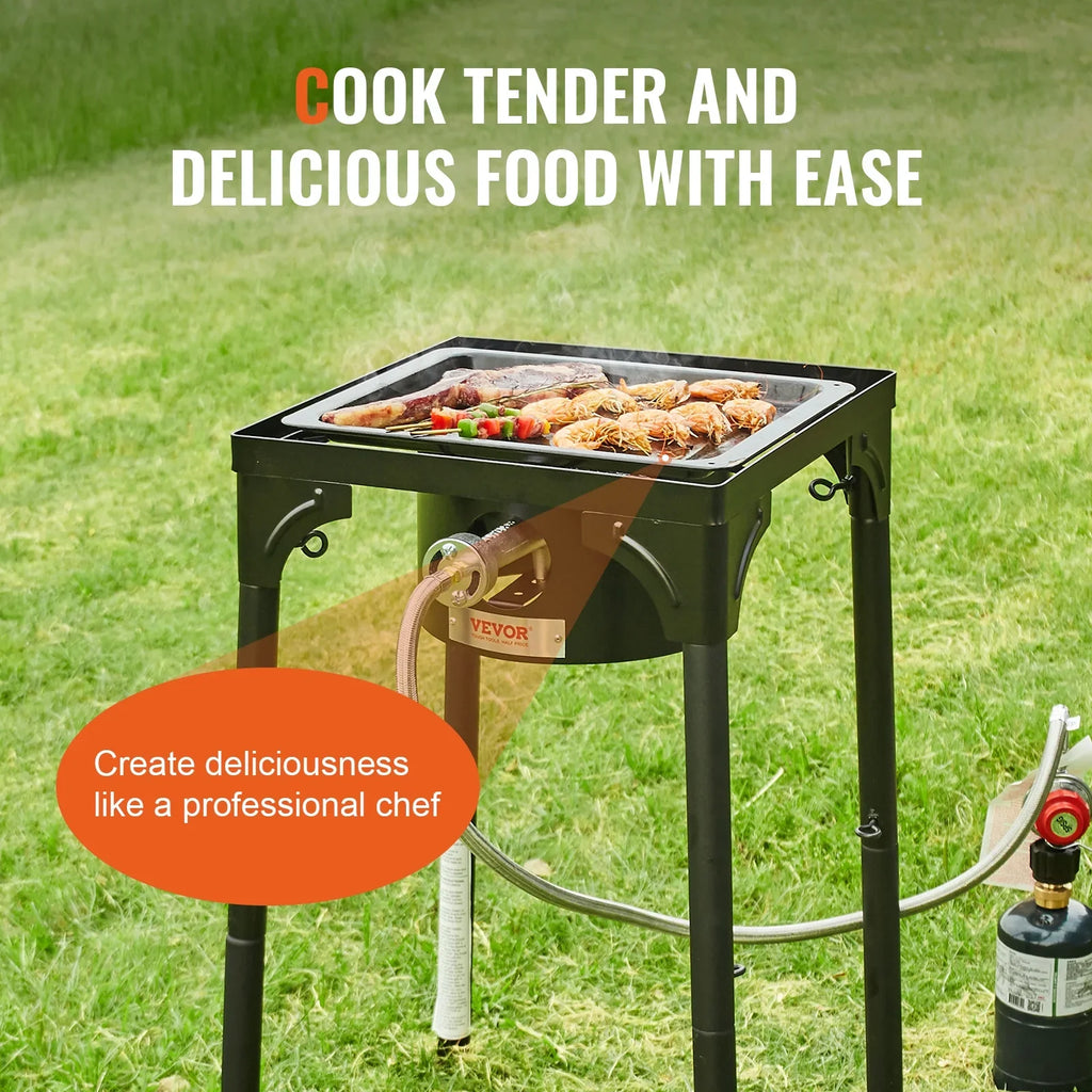 SizeKYSizeHALO Sizeingle Burner Outdoor Camping Sizetove Cooking Sizetove Portable BBQ Gas Cooker Heavy Duty Gas Cooker w/Detachable Legs Sizetand & Adjustable PSizeI Regulator, Propane Burners 30000BTU