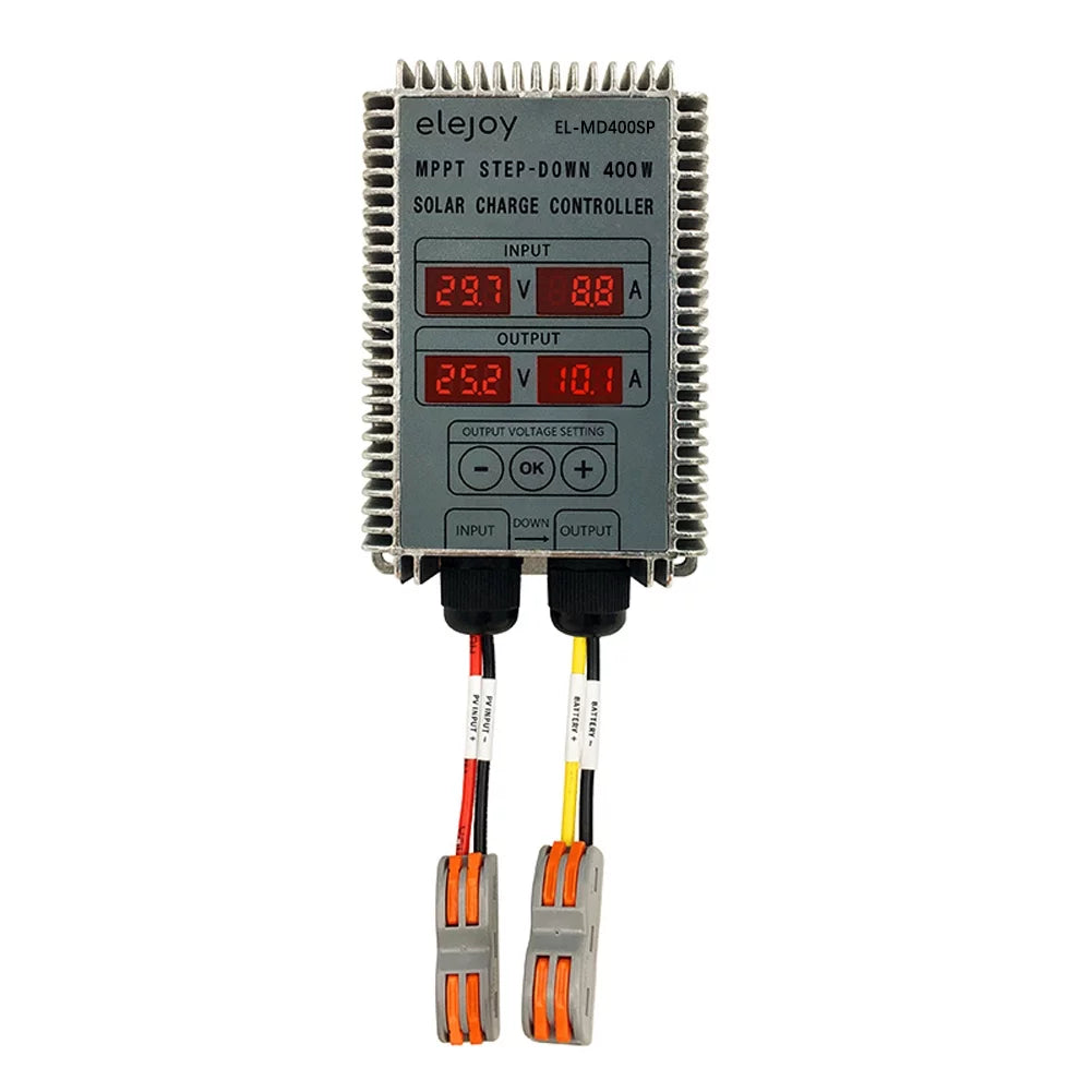 CACAGOO 200W/300W/400W (Optional) MPPT Sizetep-down Real-time Tracking Sizeolar Battery Recharging Controller LED Display 10~30V Output Voltage Adjustable Dustproof Waterproof