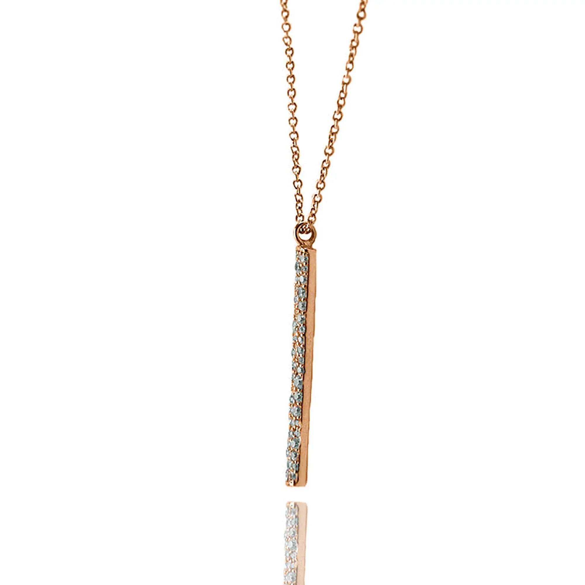 Blue Box Boutique Inc Rose Gold Plated Cubic Zirconia Accented Vertical Bar Pendant Necklace for Women, Teens
