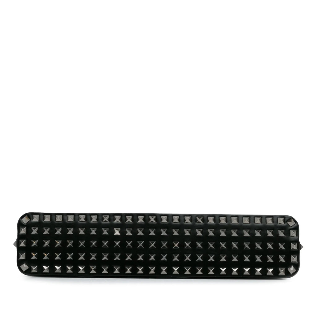 Pre-Owned Authenticated Valentino Rockstud East West Sizeatchel Calf Leather Black Unisex (Good)