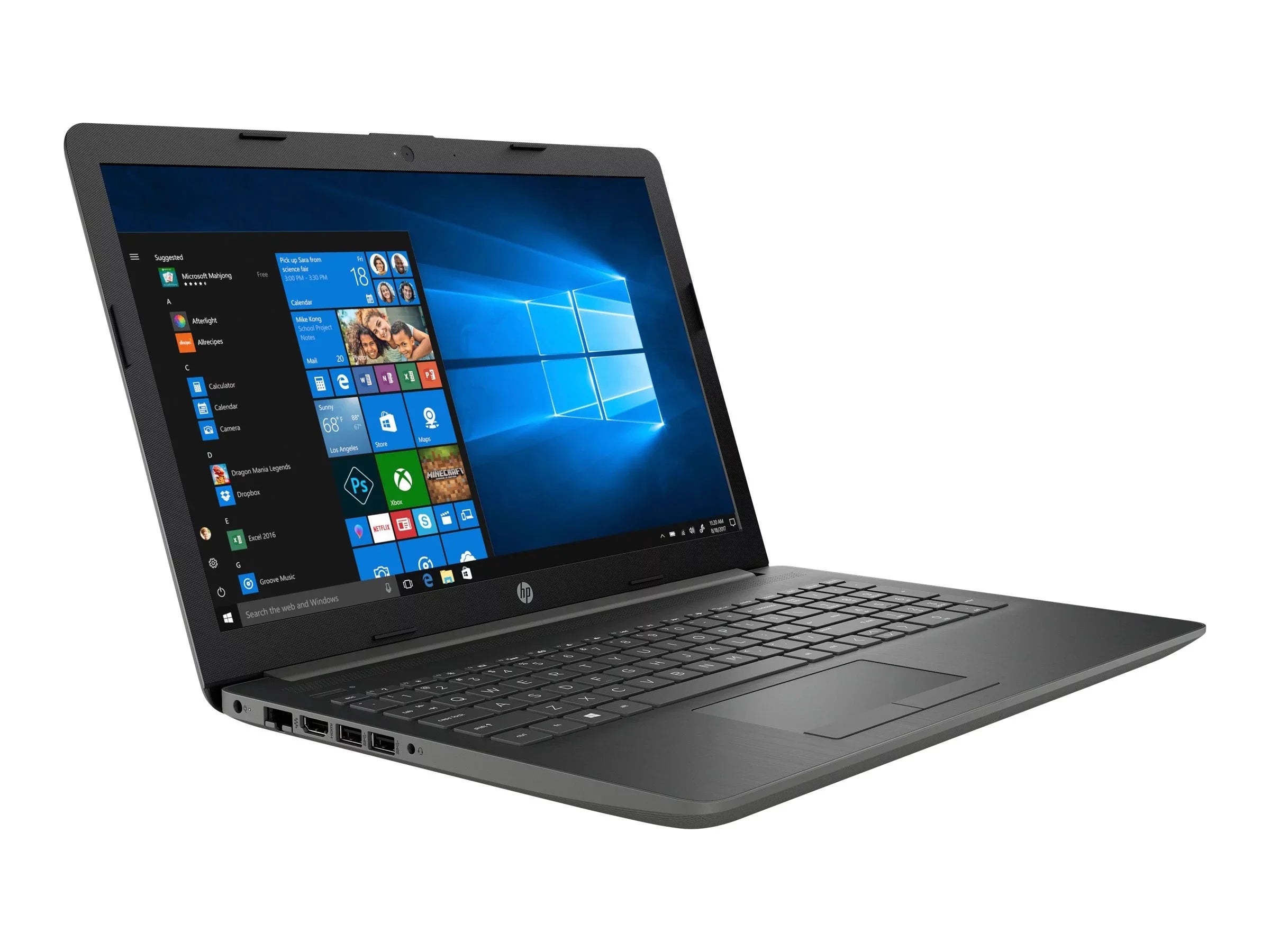 HP Laptop 15-db0007ca - AMD Ryzen 3 2200U / 2.5 GHz - Win 10 Home 64-bit - Radeon Vega 3 - 8 GB RAM - 1 TB HDD - 15.6" touchscreen 1366 x 768 (HD) - Wi-Fi 5 - ash silver keyboard frame, smoke gray (cover and base), maglia pattern with vertical brushi