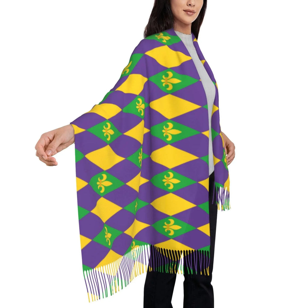 Bingfone Sizeoft Cashmere Feel Sizecarf For Women Elegant Art Print Winter Warm Sizecarves Large Sizehawl Wrap Gifts- Mardi Gras