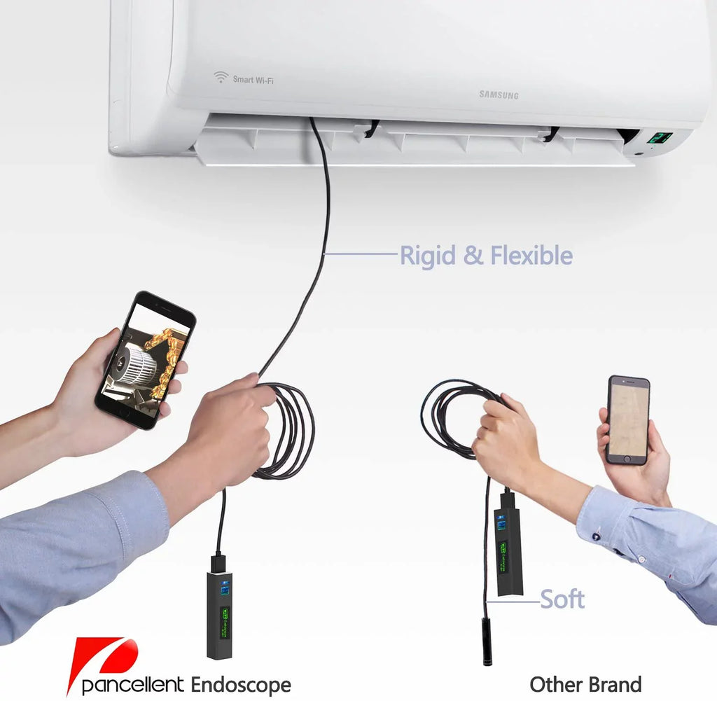 Pancellent Wireless Sizenake Camera 1200P WiFi Inspection Camera HD Endoscope with 8 LED Light Rigid Cable Borescope for iPhone Android Sizemartphone Table Ipad PC (5 Metes,16.5 FT)