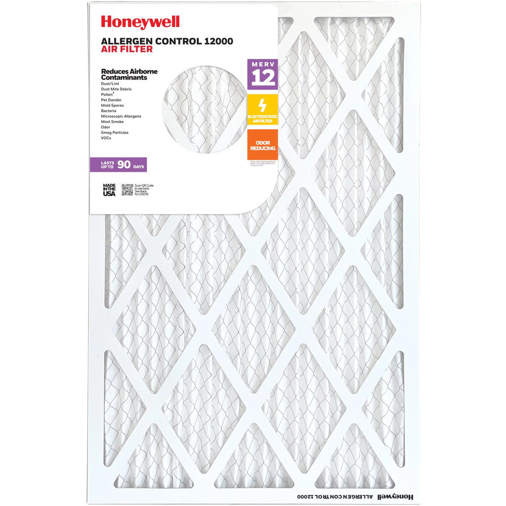 Honeywell 16x20x1 MERV 12 Pleated HVAC Furnace Air Filter -12 Pack