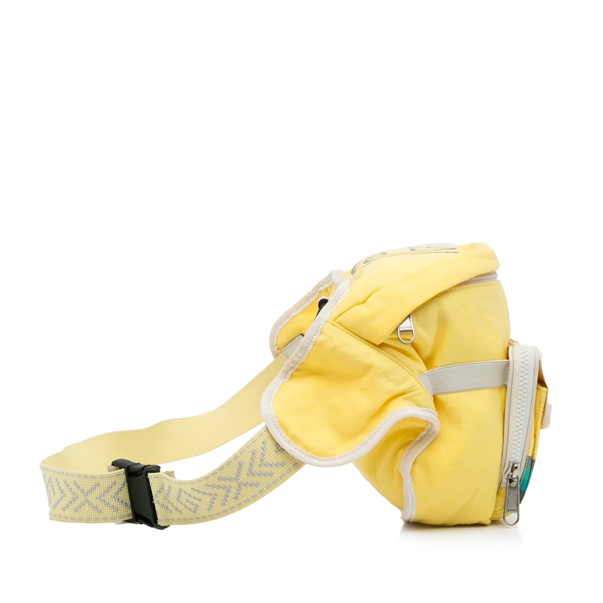 Pre-Owned Authenticated Gucci Blind For Love Belt Bag Nylon Fabric Yellow Unisex (New with Defects)