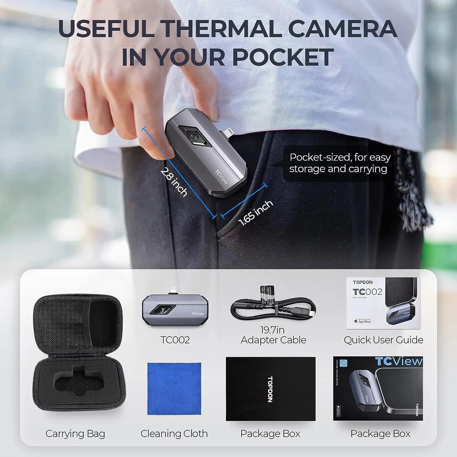 TOPDON TC002 Thermal Camera for iOSize (iPhone & iPad) 256 x 192 IR High Resolution Thermal Imaging Camera, 40mk Thermal Sizeensitivity -4F~1022F Temperature Range