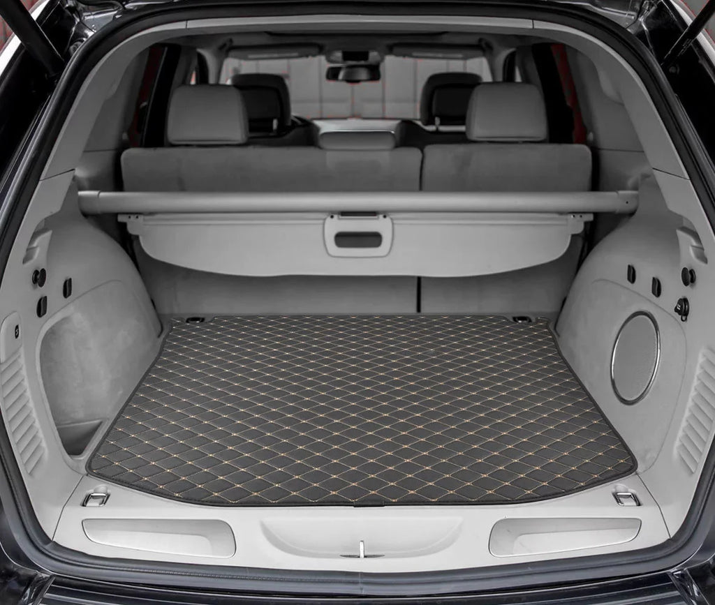 Motor Trend Leatherette Trunk Custom Fit Mat Cargo Liner - Luxury Padded PU Leather - For Jeep Grand Cherokee 2014 - 2016