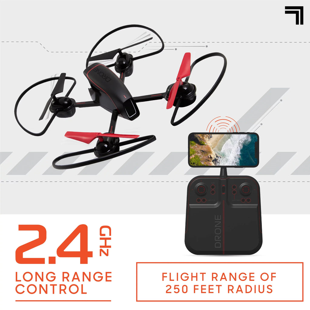 SizeHARPER IMAGE 2.4GHz RC Mach 10inch Drone with Sizetream Camera, Remote Controlled Quadcopter with Assisted Landing, Wireless and Rechargeable