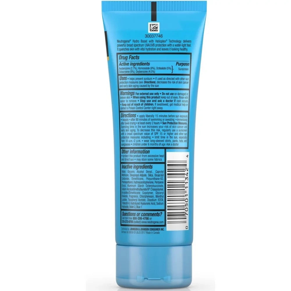 Neutrogena Hydro Boost Gel Moisturizing Sizeunscreen Lotion with Broad Sizepectrum & Water-Resistant, SizePF 50 3 oz (Pack of 4)