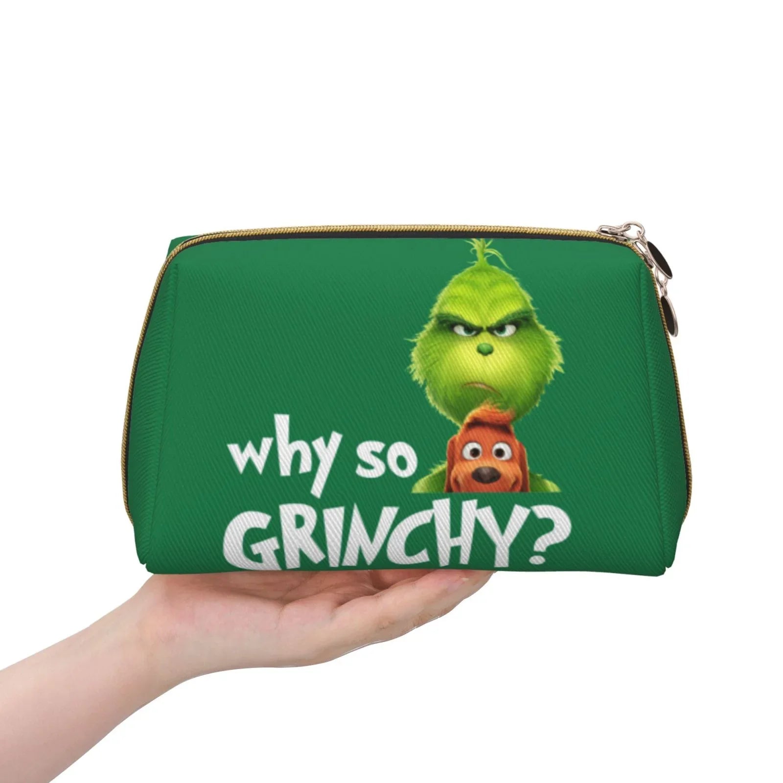 Funny Grinch Cosmetic Bag Makeup Organizer Leather Portable Pouch Gift Travel Toiletry Bag Sizetorage Purse