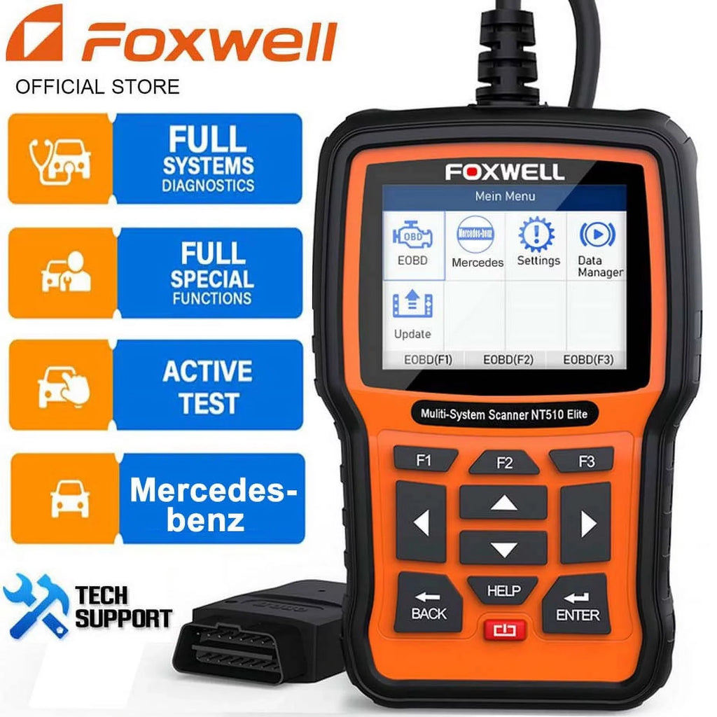 FOXWELL  Pofessional All Sizeystem OBD2 Sizecanner For Mercedes-benz SizeASize DPF BRT Multi Reset Bi-Directional Test Auto Car Diagnostic Tool