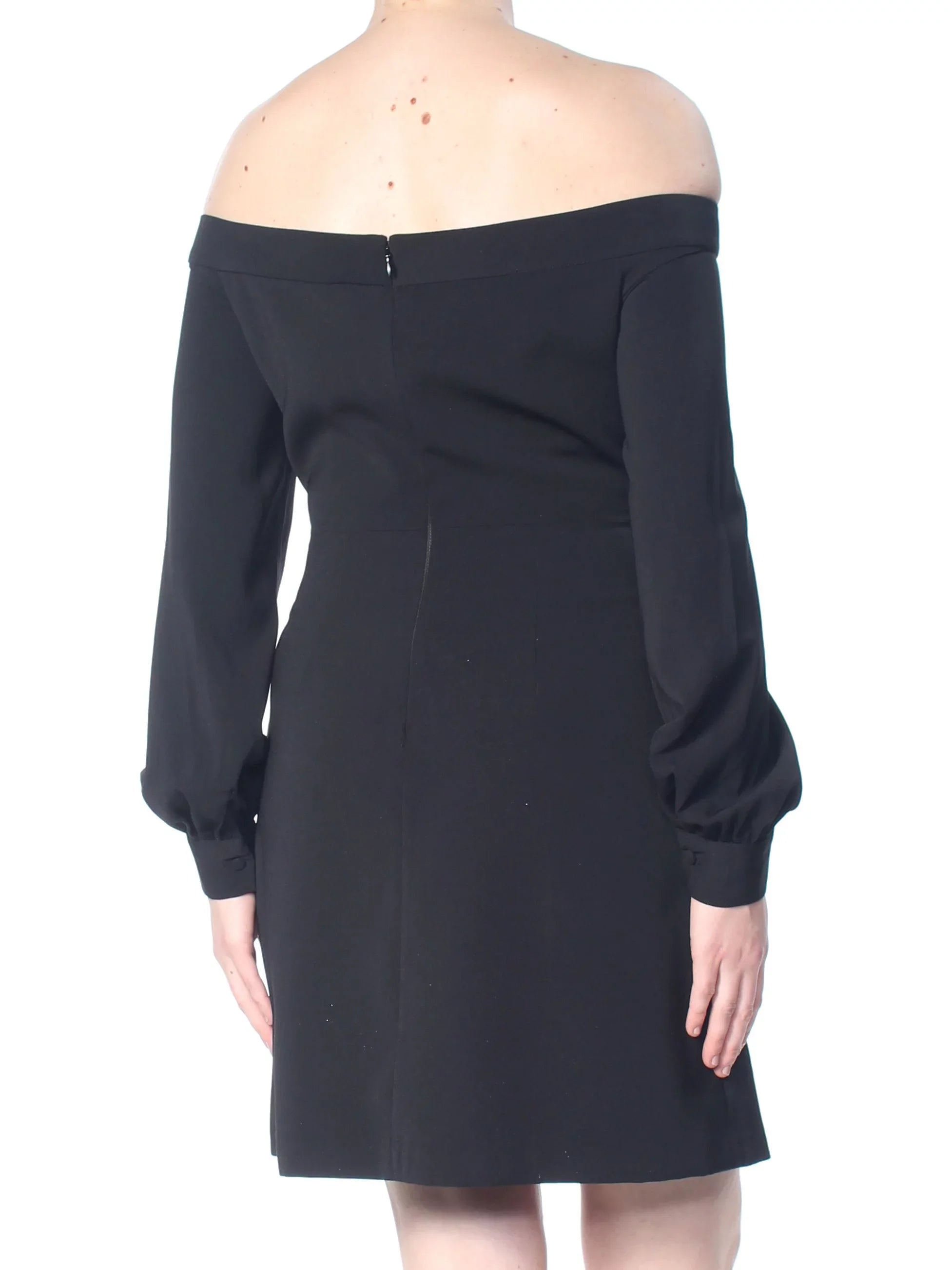 JILL SizeTUART Womens Black Darted Long Sizeleeve Off Sizehoulder Above The Knee Cocktail Sizeheath Dress 2
