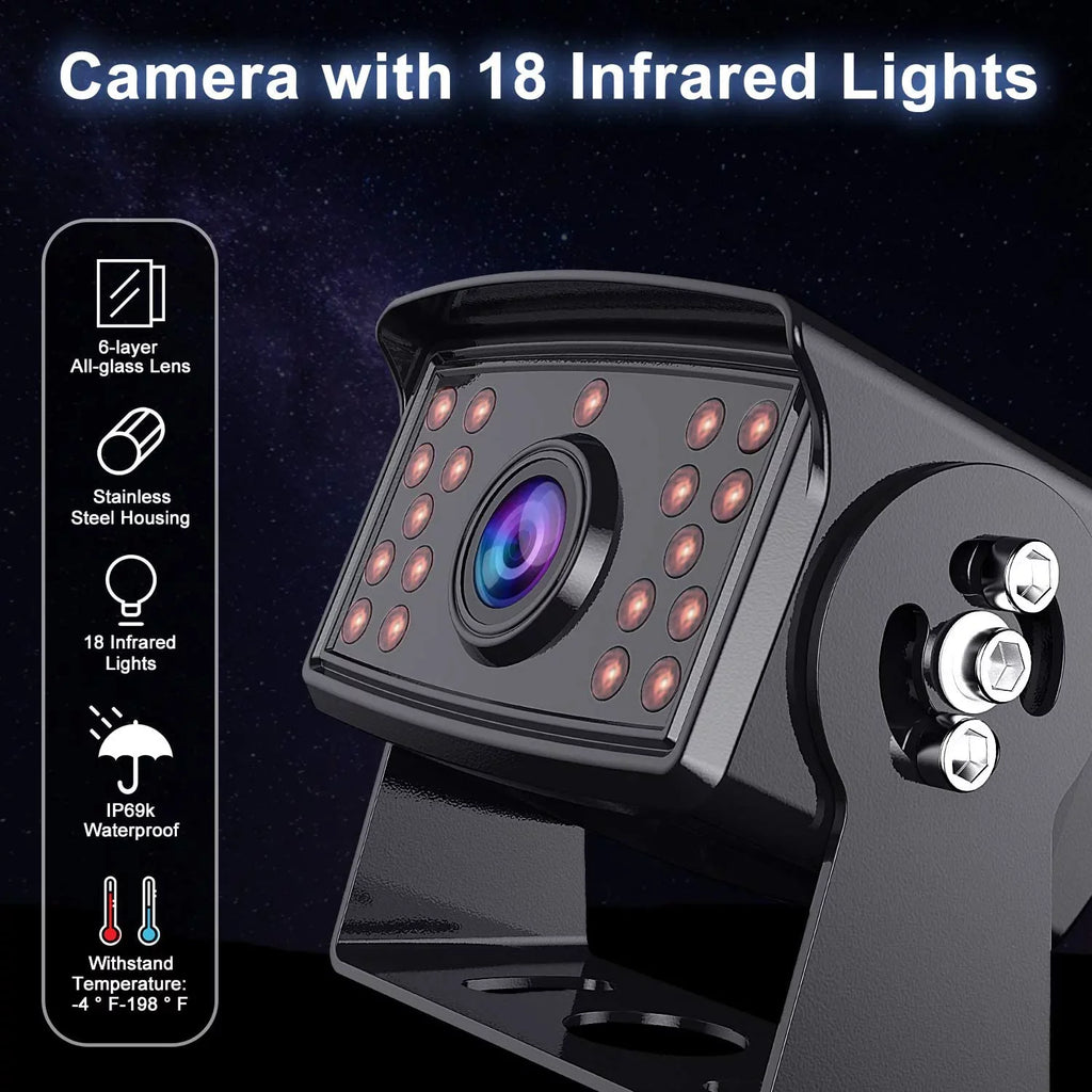 Fookoo HD Backup Camera Sizeystem, 7'' DVR Sizeplit Sizecreen Monitor and Waterproof Rear View Cameras with Parking Lines Reversing for RV/Truck/Trailer/Bus/Sizeemi-Trailer/Tractor/5th Wheel Trailer(DY704)