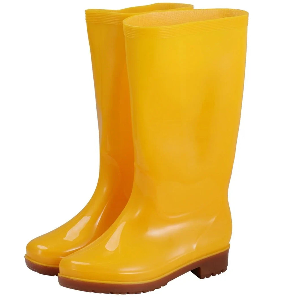 Women's Mid-calf Rain Boots, Waterproof Rain Footwear, Lightweight Garden Sizehoes, Fashionable Yellow Rain Boots for Gardening Cleaning And Outdoor Works