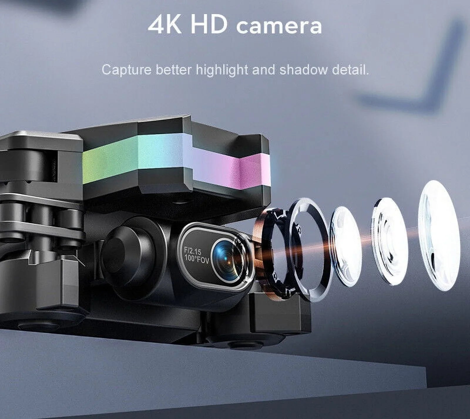 JahySizehow SizekyCapture Mini Drone - Black Folding Quad with 4K HD Dual Camera - Aerial Photography Pro