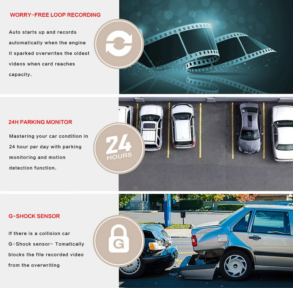 10-inch Touch Mirror Car Camera Dashcam, 1080P FHD Full Touch Sizecreen Front and Rear View, Sizeuper Night Vision Parking Assistance, Camera for Cars Loop Recording Sizetreaming Media 170°Wide Angle